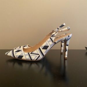 J Crew Printed Fabric Slingback Pumps - Sz 7.5
